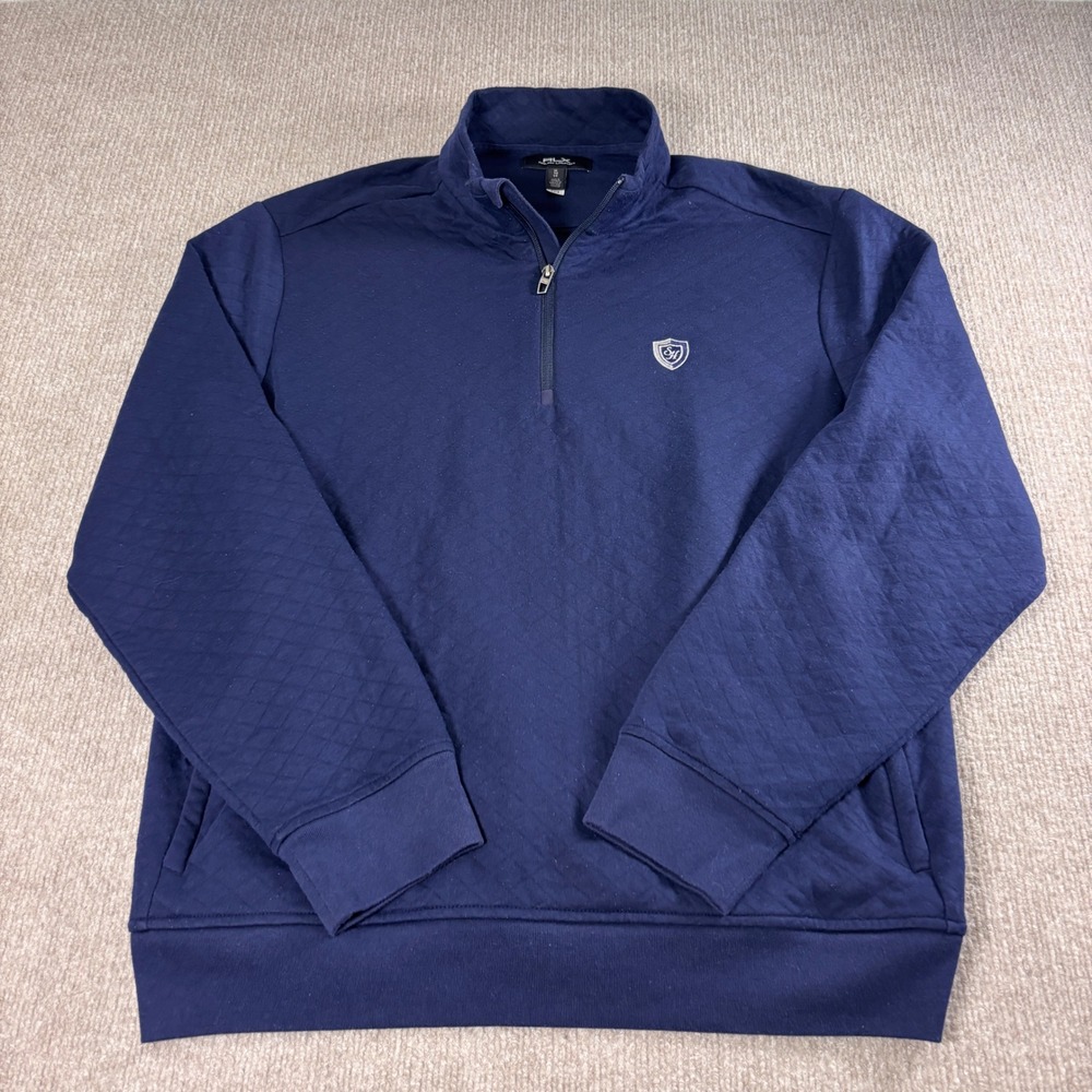 RLX Ralph Lauren Navy Blue Knit Pullover Men Sz XL Southern Highlands Golf Club